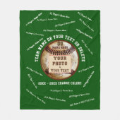 野球シニアナイトギフトアイディアと写真、名前 フリースブランケット (正面)