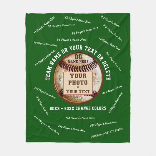 野球シニアナイトギフトアイディアと写真、名前 フリースブランケット (正面)