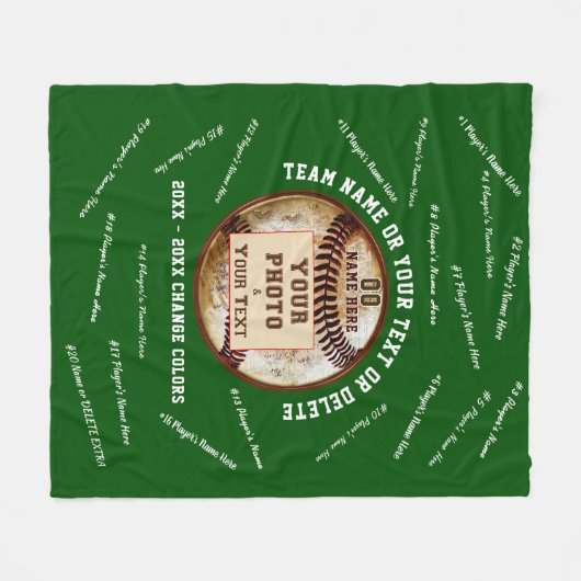 野球シニアナイトギフトアイディアと写真、名前 フリースブランケット (正面(横))