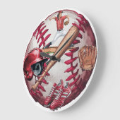 野球シーズンのメンズベーシックTシャツ ラージ壁時計 (傾斜)