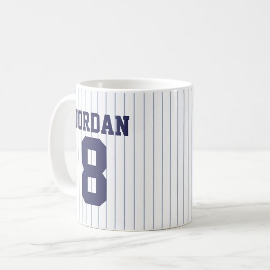 野球ジャージー名前をカスタムするとナンバーズ コーヒーマグカップ (正面左)