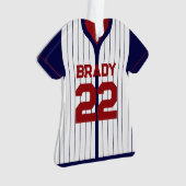 野球ジャージー選手Stats Red Navy Keepsake オーナメント (正面)