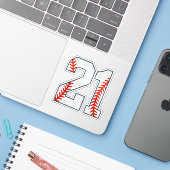 野球ジャージ番号21 シール (ノートパソコンとiPhone)