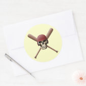 野球スカル&クロスこうもり ラウンドシール (封筒)