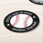 野球スケッチチームとアスリート名モダン ラウンドペーパーコースター (アングル)