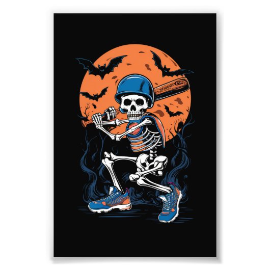 野球スケルトンハロウィン野球ハロウィン フォトプリント            (正面)