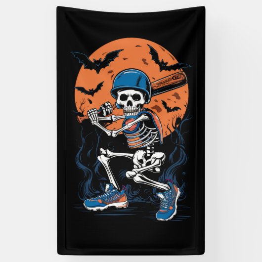 野球スケルトンハロウィン野球ハロウィン 横断幕 (縦)