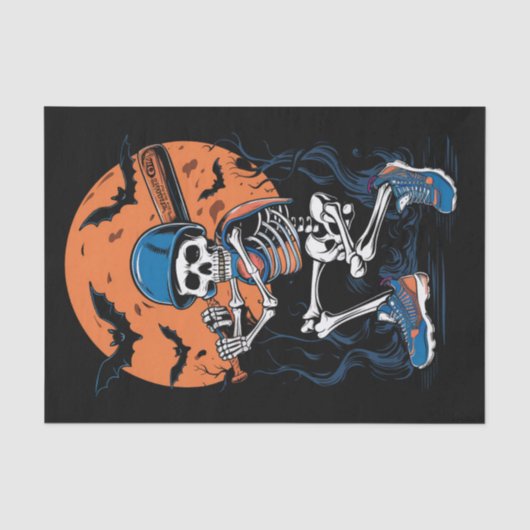 野球スケルトンハロウィン野球ハロウィン 薄葉紙 (正面)