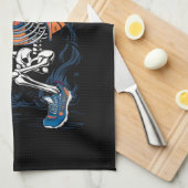 野球スケルトンハロウィーン野球ハロウィン キッチンタオル (四つ折り)