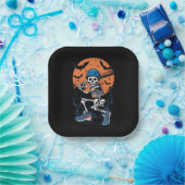 野球スケルトンハロウィーン野球ハロウィン ペーパープレート (パーティー)