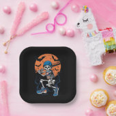 野球スケルトンハロウィーン野球ハロウィン ペーパープレート (パーティー)