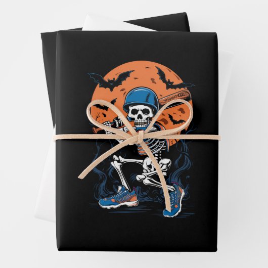 野球スケルトンハロウィーン野球ハロウィン ラッピングペーパーシート (インサイチュ)