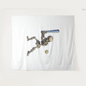 野球スケルトンハロウィーン タペストリー (正面(横))