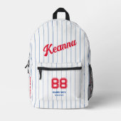 野球スタイリッシュスポーツ赤白青ストライプ プリントバックパック (正面)