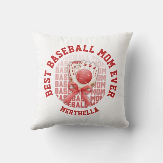 野球スタイリッシュママ名前をカスタムする クッション (裏面)