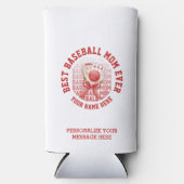 野球スタイリッシュ母名前をカスタムする母の日 スリム缶クーラー (正面)