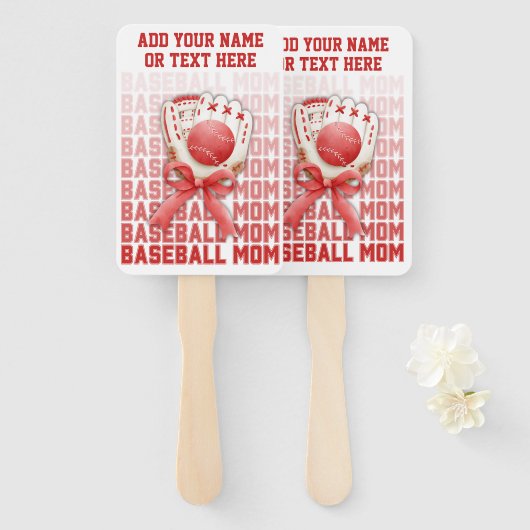 野球スタイリッシュ母名前をカスタムする母の日 ハンドファン (正面&裏面)