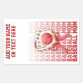 野球スタイリッシュ母名前をカスタムする母の日 長方形シール (正面)