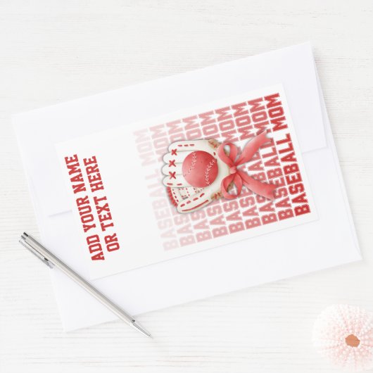 野球スタイリッシュ母名前をカスタムする母の日 長方形シール (封筒)