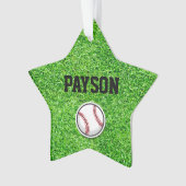 野球スタースポーツプレーヤー名ボールグリーングラス オーナメント (正面)