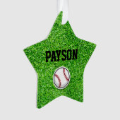 野球スタースポーツプレーヤー名ボールグリーングラス オーナメント (正面)