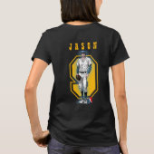 野球スターズ&ストライプス(ダークモード)| 女性用 Tシャツ (裏面)