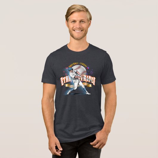野球スターズ&ストライプス(D.モード)|メンズ トライブレンドTシャツ (正面全面)