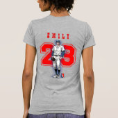 野球スター&ストライプス | 女性用スリムフィット Tシャツ (裏面)