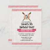 野球スティッチングスポーツをテーマにした5thバースデーパーティー 招待状 (正面/裏面)