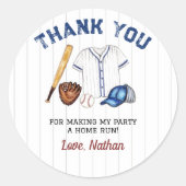 野球ステッカーラベル誕生日パーティー ラウンドシール (正面)