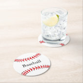 野球ステッチデザイン紙コースター ラウンドペーパーコースター (インサイチュ)