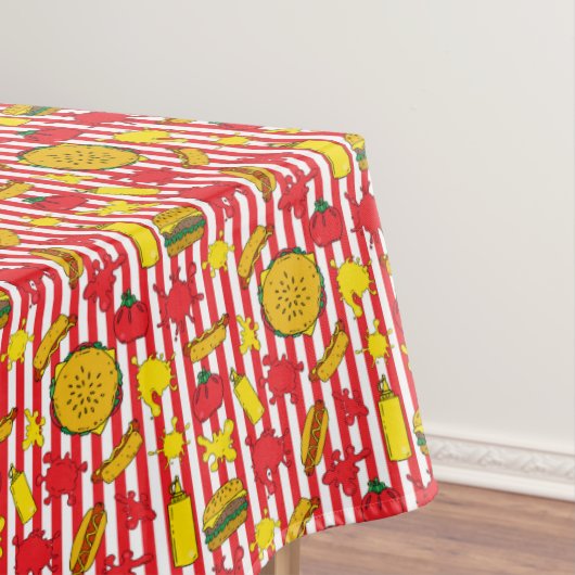 野球ストライプの球場ホットドッグズバーガーズパターン テーブルクロス (インサイチュ)