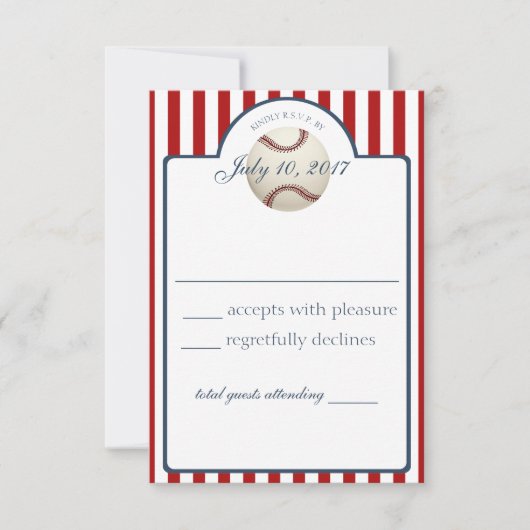 野球ストライプ球応答カード 出欠カード (正面)