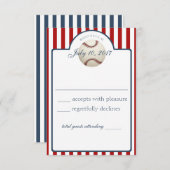 野球ストライプ球応答カード 出欠カード (正面/裏面)