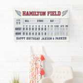 野球ストライプ誕生日赤海軍スコアボード 横断幕 (インサイチュ)