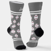 野球スポーツあなたの名前または文字グレーを追加 ソックス (傾斜あり)