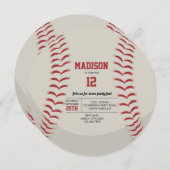 野球スポーツの誕生日パーティー 招待状 (正面/裏面)