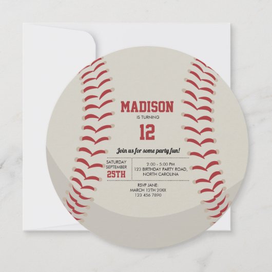 野球スポーツの誕生日パーティー 招待状 (正面)