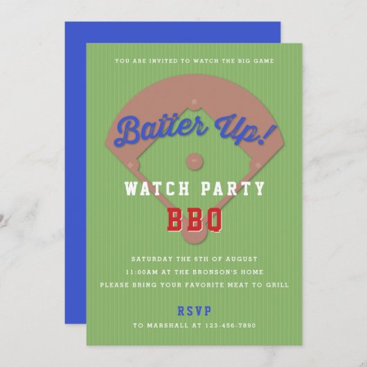 野球スポーツゲーム時計パーティの招待状 招待状 (正面/裏面)