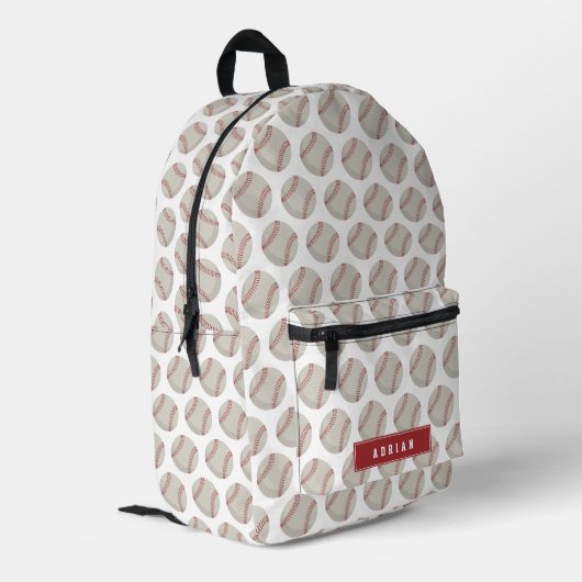 野球スポーツスクールパーソナライズされた名 プリントバックパック (裏面左端)