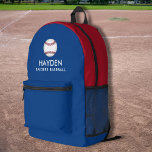 野球スポーツチームパーソナライズされたの色名 プリントバックパック<br><div class="desc">おもしろいすごい、スポーティなバックパックは、ベースボールと2つのラインの文字を備えカスタムている。チームの色に合わせて簡単に色を変更できる。本、コンピュータ、スポーツギアなどに十分な広さ – または旅行やスリープバーバッグとしても使用する。あなたの野球ファン/プレーヤーは本当にこのバックパックカスタムを愛するだろう。</div>
