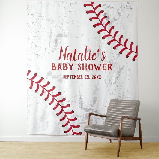 野球スポーツテーマのベビーシャワー背景 タペストリー (インサイチュ)