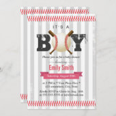 野球スポーツテーマ男の子の赤ちゃんシャワー 招待状 (正面/裏面)