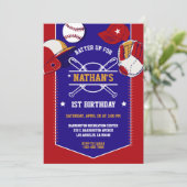 野球スポーツテーマ誕生日パーティーの招待 招待状 (スタンド正面)