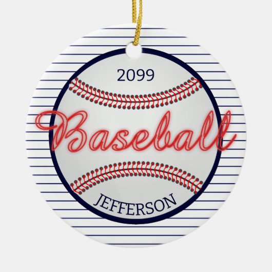 野球スポーツバークリスマスオーナメント セラミックオーナメント (正面)