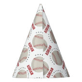 野球スポーツバースデーパーティー名前をカスタムする パーティーハット (裏面)