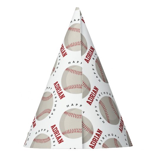 野球スポーツバースデーパーティー名前をカスタムする パーティーハット (裏面)