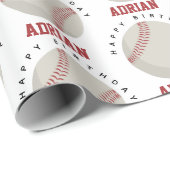 野球スポーツバースデーパーティー名前をカスタムする ラッピングペーパー (ロールコーナー)