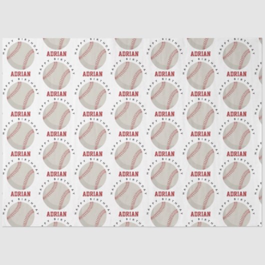 野球スポーツバースデーパーティー名前をカスタムする 薄葉紙 (正面)