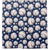 野球スポーツパターン シャワーカーテン (正面)